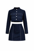 Dark blue Denim skirt set