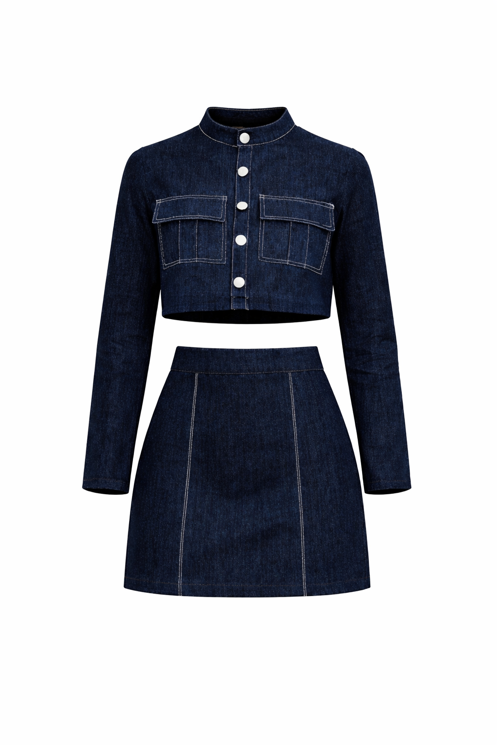 Dark blue Denim skirt set